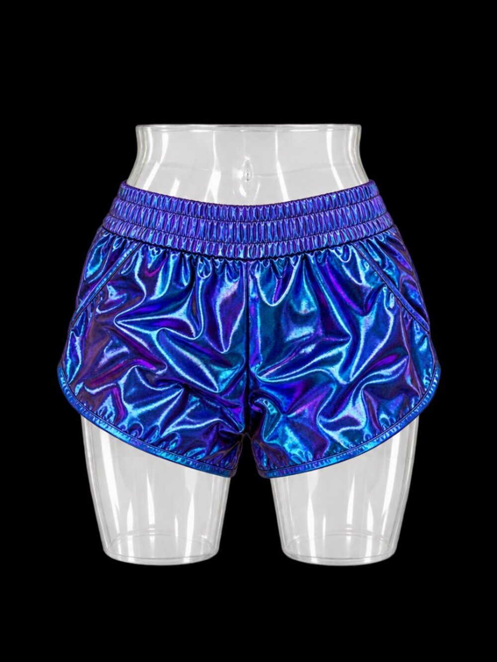 Iridescent Metallic Blue Purple Shorts S
